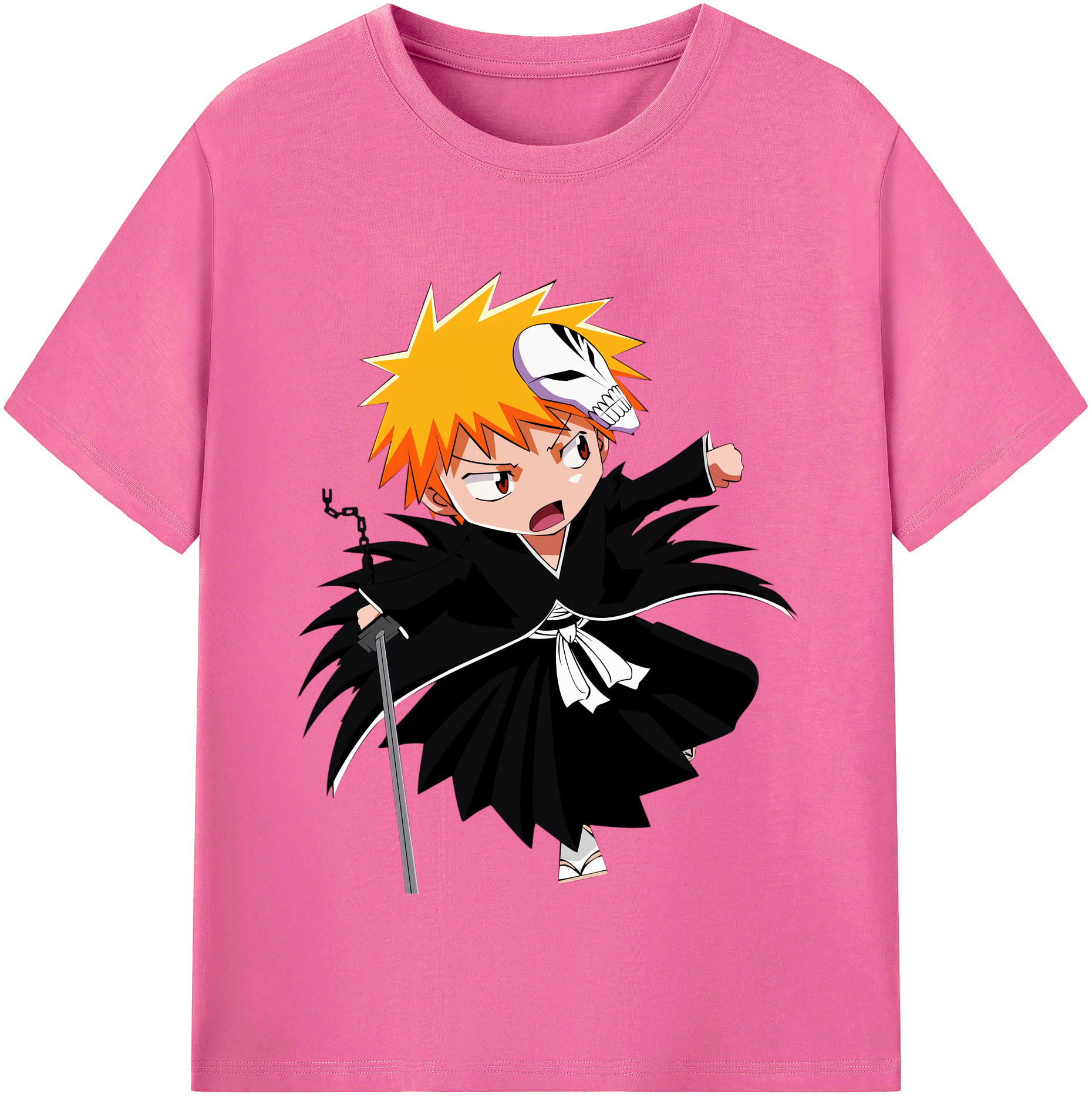 （画像用） ブリーチ 黒崎一護（くろさき いちご）BLEACH Kurosaki Ichigo レディースカジュアルプリントTシャツ（綿100％）